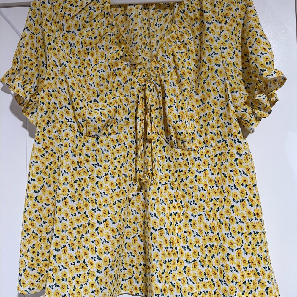 SHEIN Yellow Floral Blouse